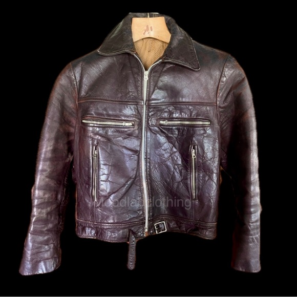 40s Military Vintage Leather Jacket Horsehide Moto Biker German 50s Distressed S - Picture 5 of 9
